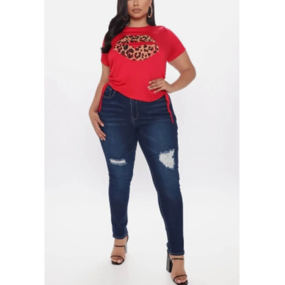 Womens Fashion Nova Medium Blue Wash Distressed 5 Pockets Mid Rise Jeans Size 16